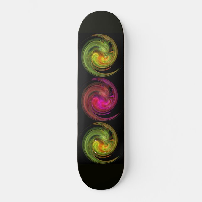 Skateboard VORTEX LUMINEUX, noir rouge rose jaune orange (Recto)