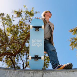 Skateboard Votre logo & ombre simple moderne   Bleu clair