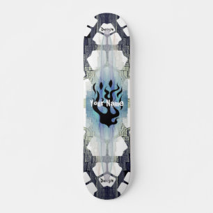 Skateboard Votre nom est en flammes