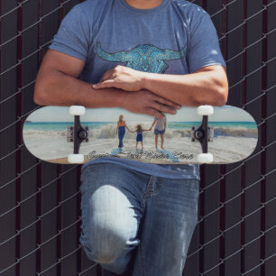 Skateboard Votre planche à roulettes photo avec nom en texte 