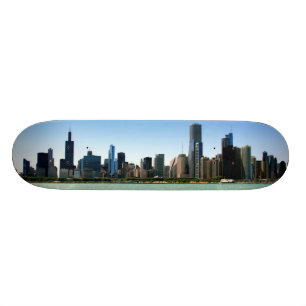 Skateboard Vue d'horizon de Chicago par le lac Michigan