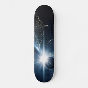Skateboard Vue spatiale de la planète Terre