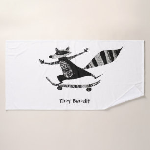 Skateboard-Waschbär – Whimsical Waschbär-Tier Badehandtuch