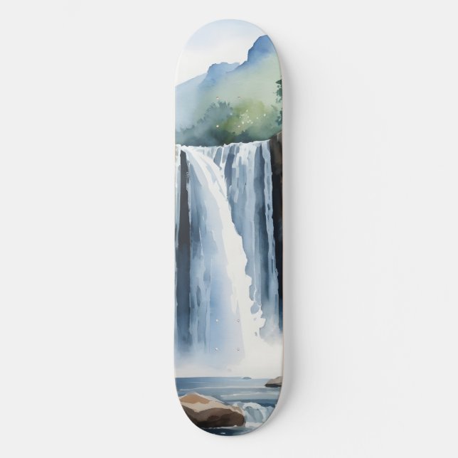 Skateboard Watercolor painted waterfall (Recto)