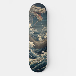 Skateboard Waves Dragon Art Japonais