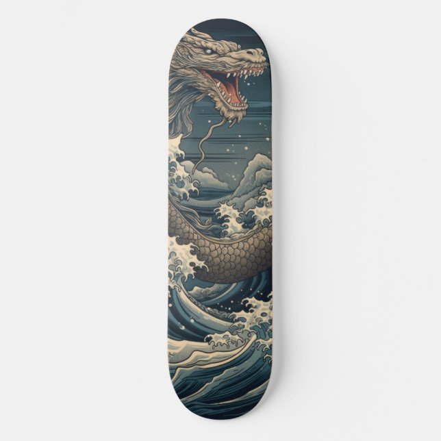 Skateboard Waves Dragon Art Japonais (Recto)
