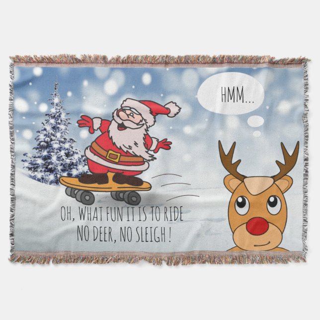 Skateboard Weihnachten RentierSchlitten Winter Decke (Vorderseite)