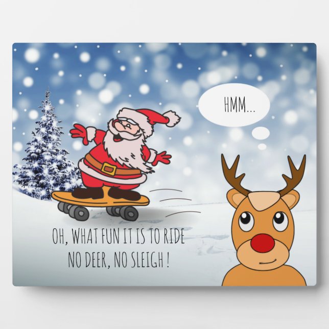 Skateboard Weihnachten RentierSchlitten Winter Fotoplatte (Vorderseite)