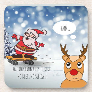 Skateboard Weihnachten RentierSchlitten Winter Getränkeuntersetzer