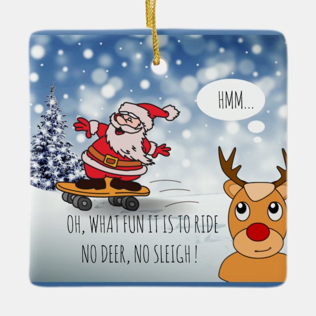 Skateboard Weihnachten RentierSchlitten Winter Keramikornament (Vorderseite)