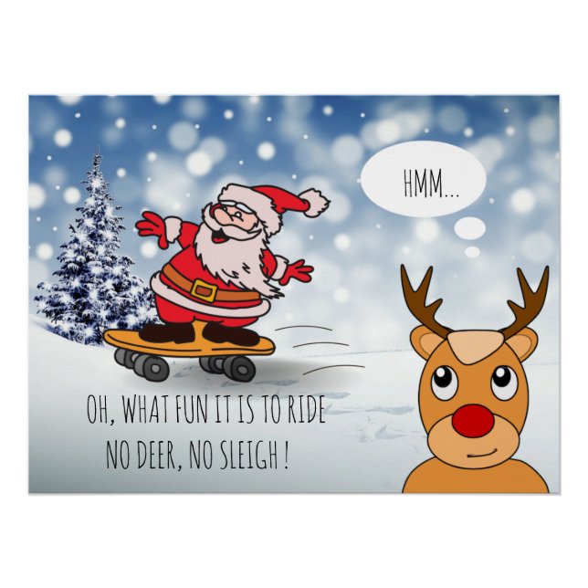 Skateboard Weihnachten RentierSchlitten Winter Poster (Vorderseite)