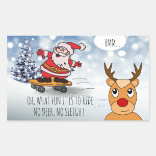 Skateboard Weihnachten RentierSchlitten Winter Rechteckiger Aufkleber