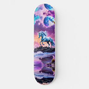 Skateboard White Unicorn Imaginaire Tropical Beach