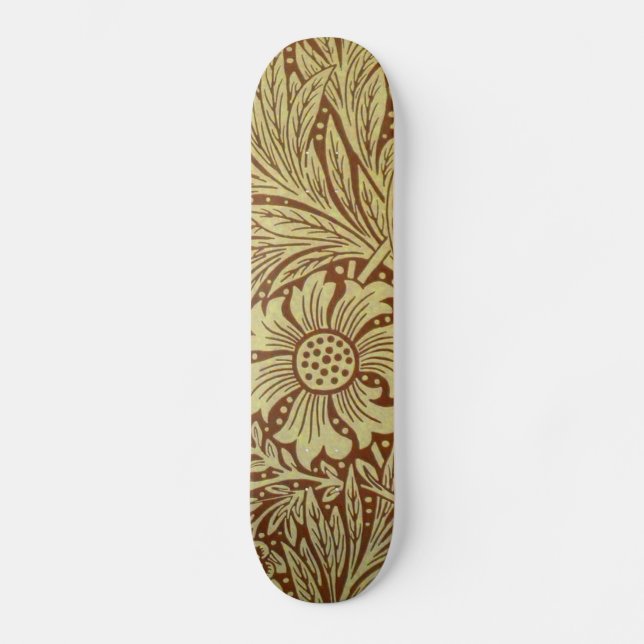 Skateboard William Morris Marigold Motif de fleurs antiques (Recto)