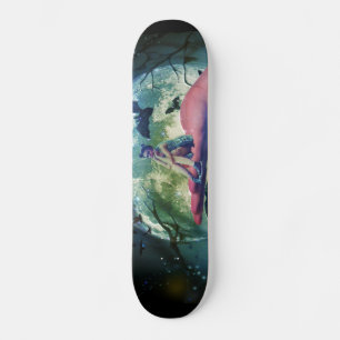Skateboard Wolf Girl Raven Bat Moon
