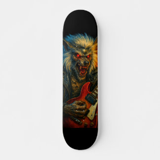Skateboard Wolve en métal lourd jouant de la guitare
