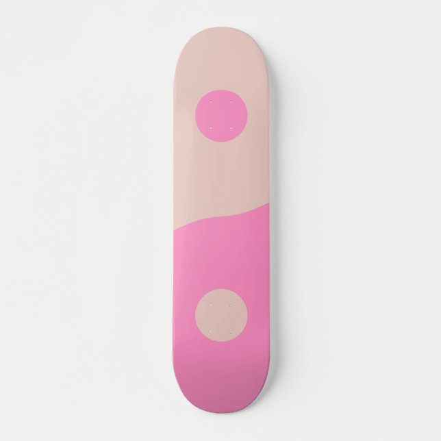 Skateboard Yin Yang Peach Et Pink Preppy Minimaliste (Devant)