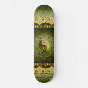 Skateboard Yin Yang vert avec arbre de vie