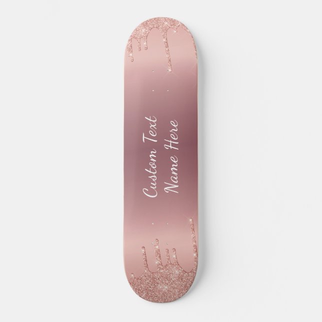 Skateboard Your Text Rose Gold Blush Glitter Sparkle (Recto)