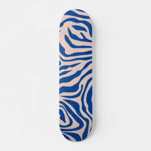 Skateboard Zebra Print Blue Zebra Stripes Poster de animal