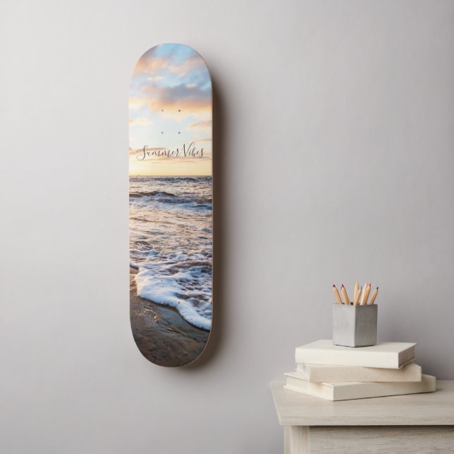 Skateboard Zen Beach Sunset Ocean Waves (Art mural)