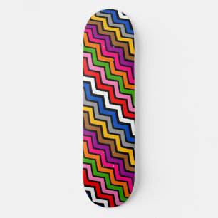 Skateboard Zigzag multicolore Chevron Design noir