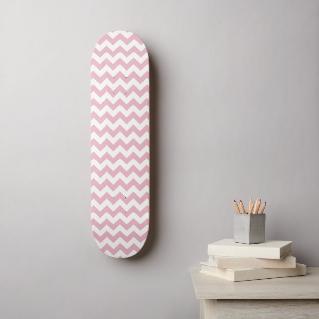 Skateboard Zigzag rose, Chevron rose, Motif géométrique (Art mural)