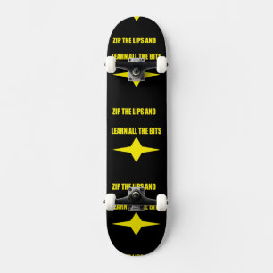Skateboard Zip les lèvres noir jaune design
