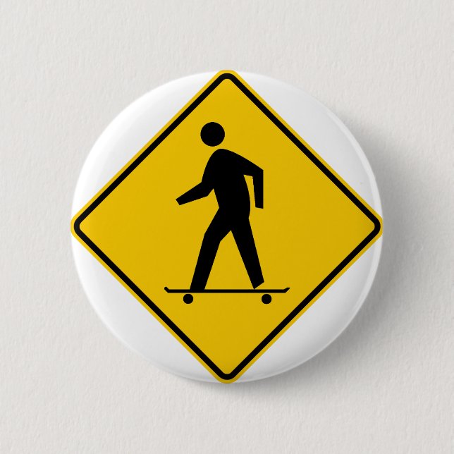 Skateboard-Zonen-Landstraßen-Zeichen Button (Vorderseite)