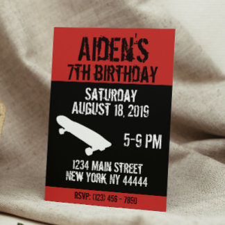 Skateboard zum Geburtstag Einladung, Skate-Tafel,  Einladung