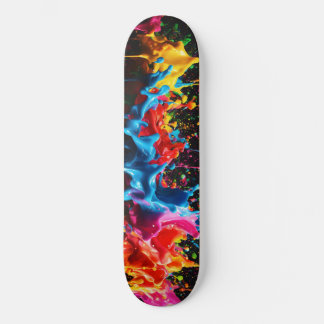 Skateboarddesign von Rainbow Neon Paint Splash Skateboard