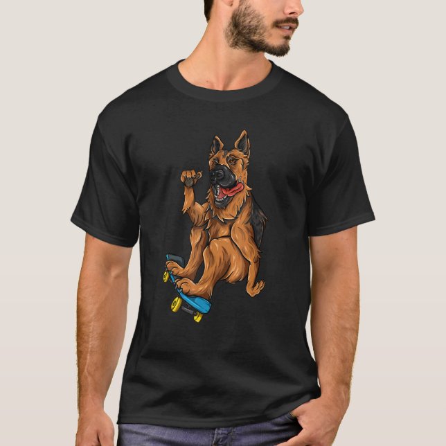 Skateboarde Niedlicher Hund T-Shirt (Vorderseite)
