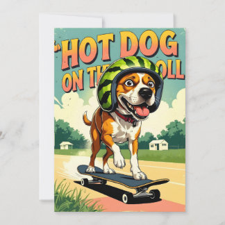Skateboarden Hund Sommer Funny Retro Strand Ankündigung