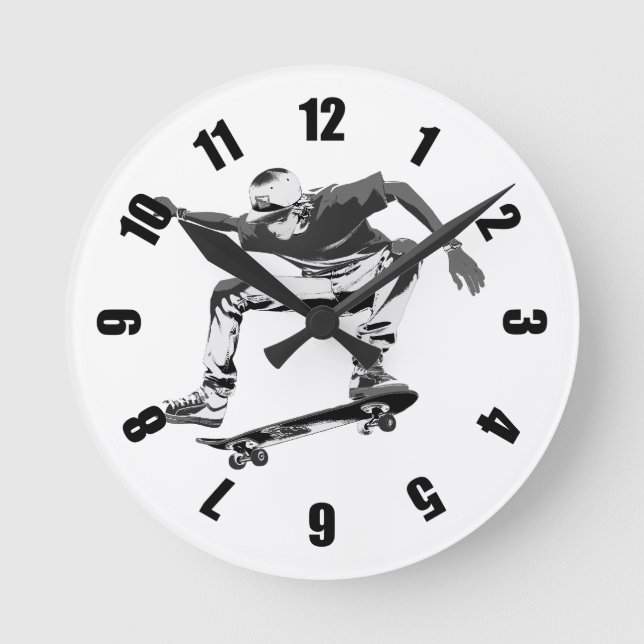 Skateboarden ist mein Leben - Skateboarder Runde Wanduhr (Vorderseite)