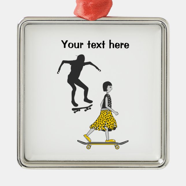 Skateboarden Ornament Aus Metall (Vorne)