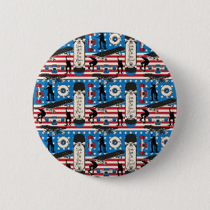 Skateboarden Patriotischer USA Skateboarder Button
