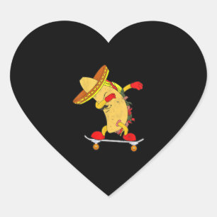 Skateboarden Taco Auf Skateboard Geschenk Skater Herz-Aufkleber