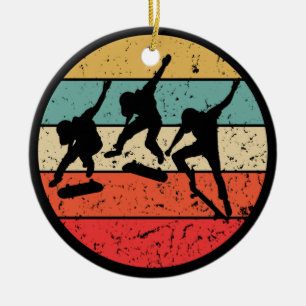 Skateboarden - Vintage Retro-Skateboarder Keramik Ornament