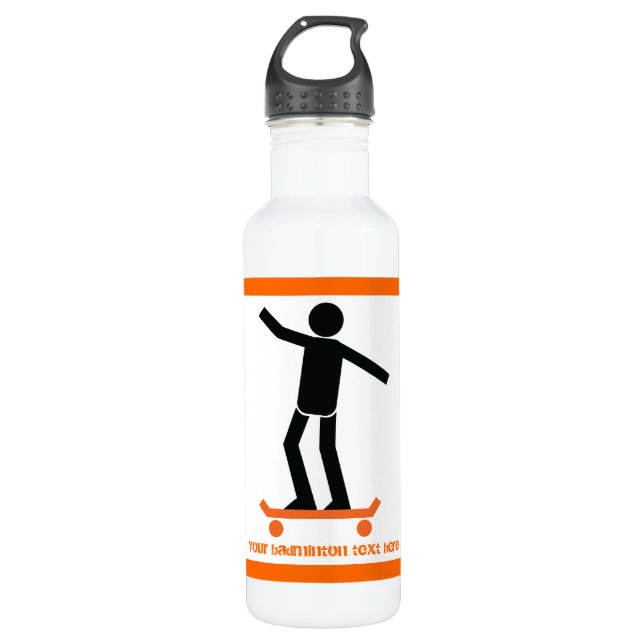 Skateboarder auf seinem Skateboard Edelstahlflasche (Vorderseite)