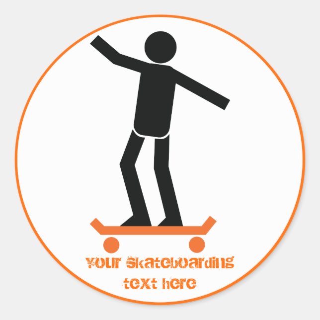 Skateboarder auf seinem Skateboard Runder Aufkleber (Vorderseite)