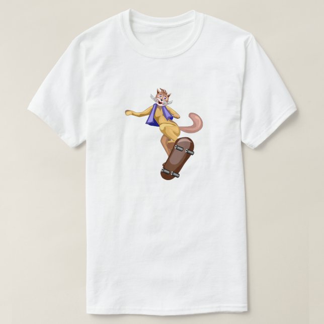 Skateboarder Cat Skateboard Spaß Skateboard T-Shirt (Design vorne)