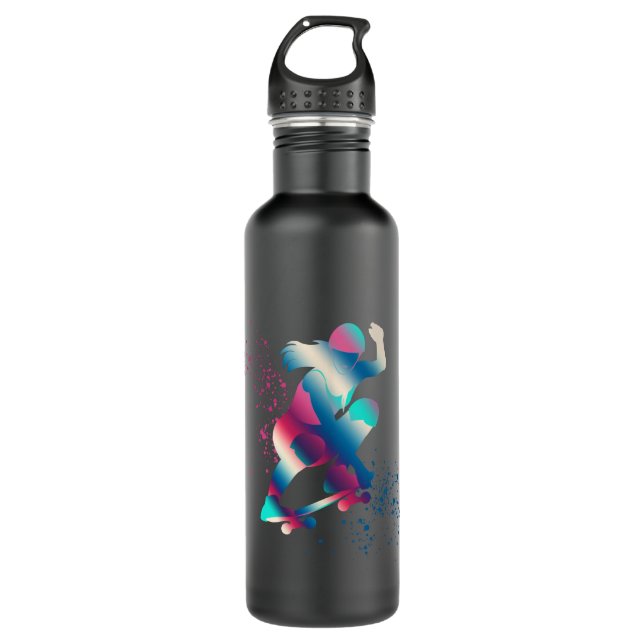 Skateboarder Edelstahlflasche (Vorderseite)