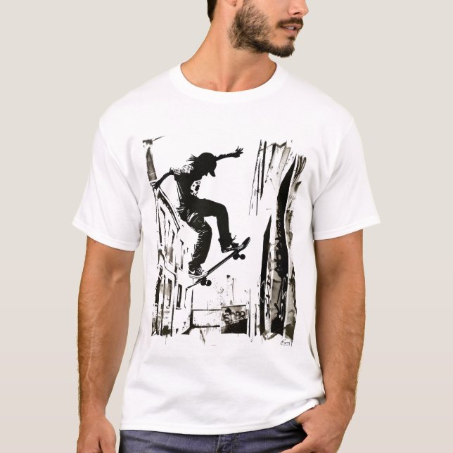 Skateboarder Kunst T-Shirt (Vorderseite)