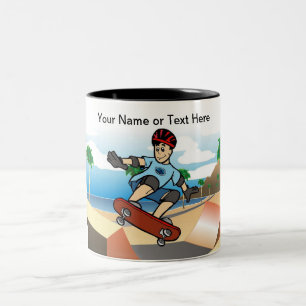 Skateboarder - Männlicher Cartoon von PrintedPerfe Zweifarbige Tasse