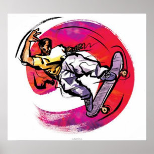 Skateboarder mit farbigem Hintergrundposter Poster