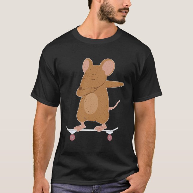 Skateboarder Mouse oder Rat auf Skateboard Geschen T-Shirt (Vorderseite)