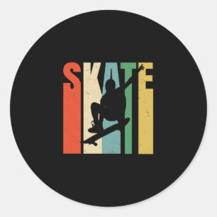 Skateboarder Retro Vintage Skateboardfahren Cool D Runder Aufkleber