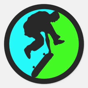 SKATEBOARDER RUNDER AUFKLEBER