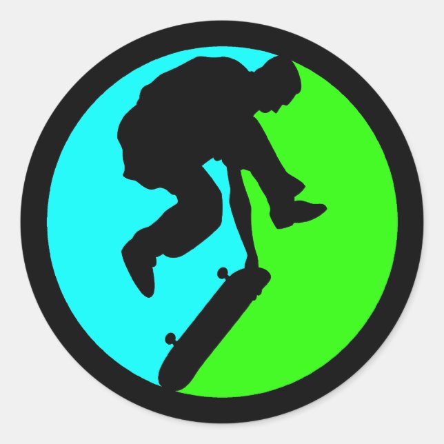 SKATEBOARDER RUNDER AUFKLEBER (Vorderseite)