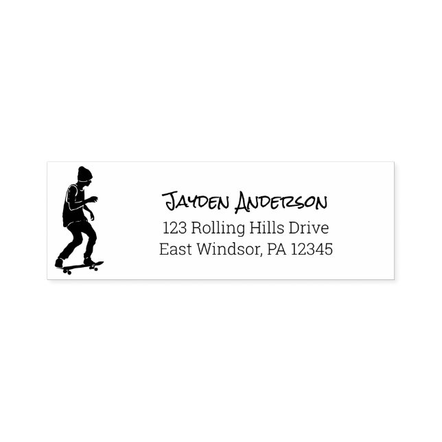 Skateboarder, Skateboard Themenwelt Rücksendeadres Permastempel (Design)